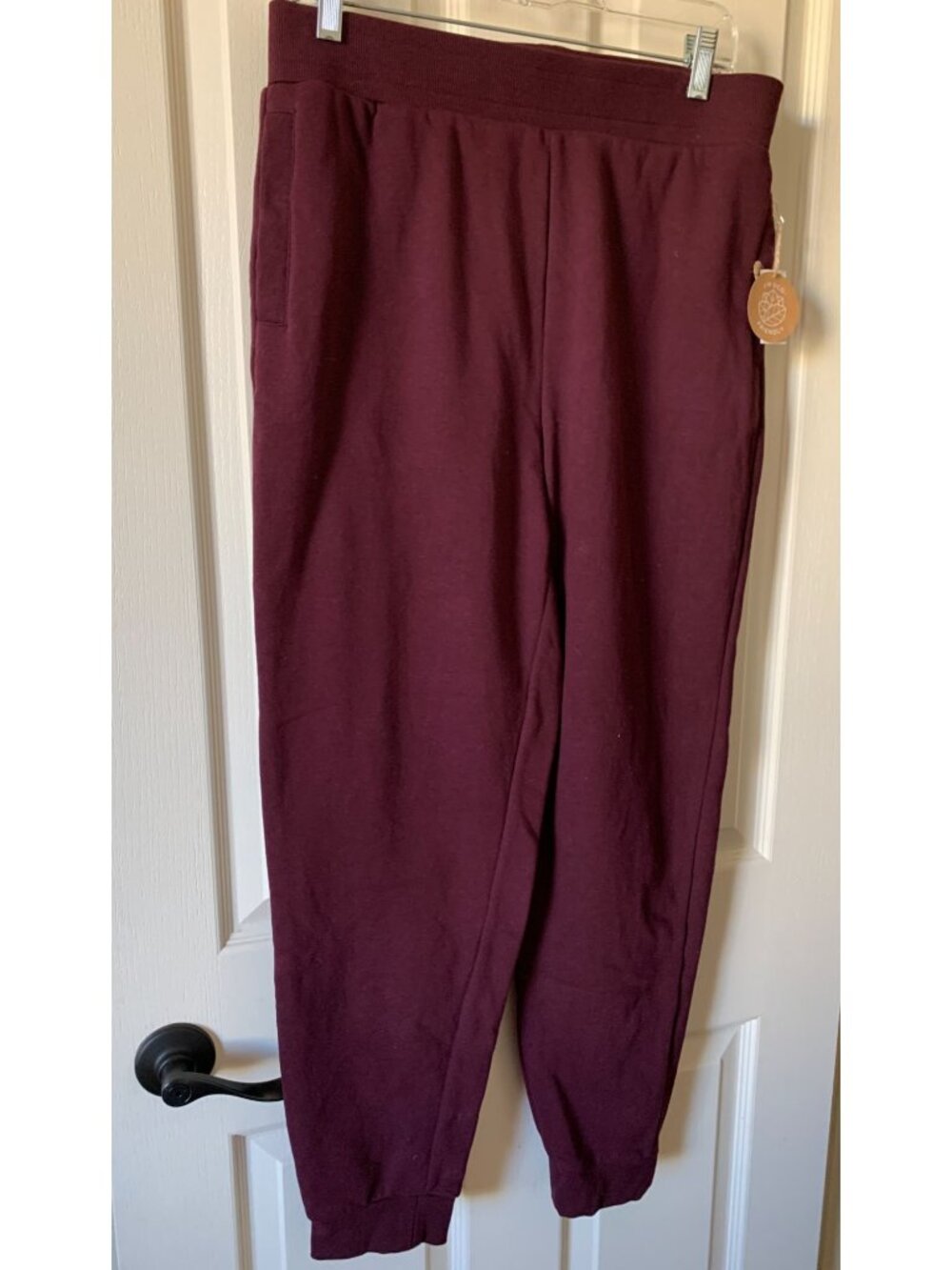 Womens Eco-Friendly Burgundy Jogger Pants L Recycled Materials Women Active P10-